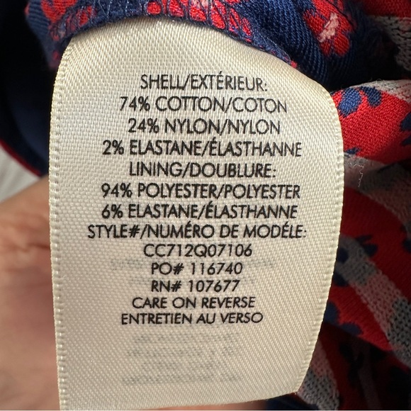 ALICE + OLIVIA Michiko Pintuck Daisy Print Pants Navy/Red Size 10 - Picture 10 of 11